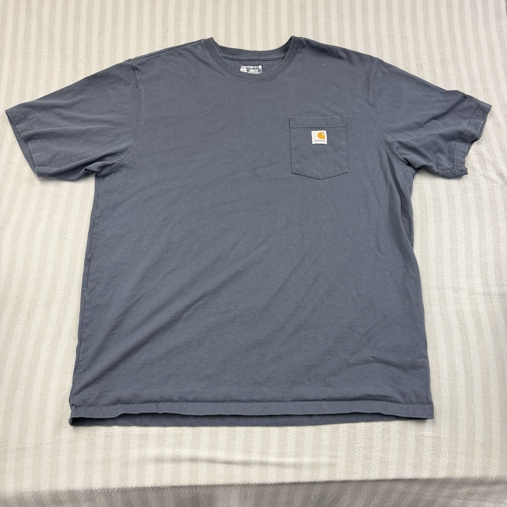 Carhartt Loose Fit Mens Pocket Tshirt Size 2XL Blue Short Sleeve Tee